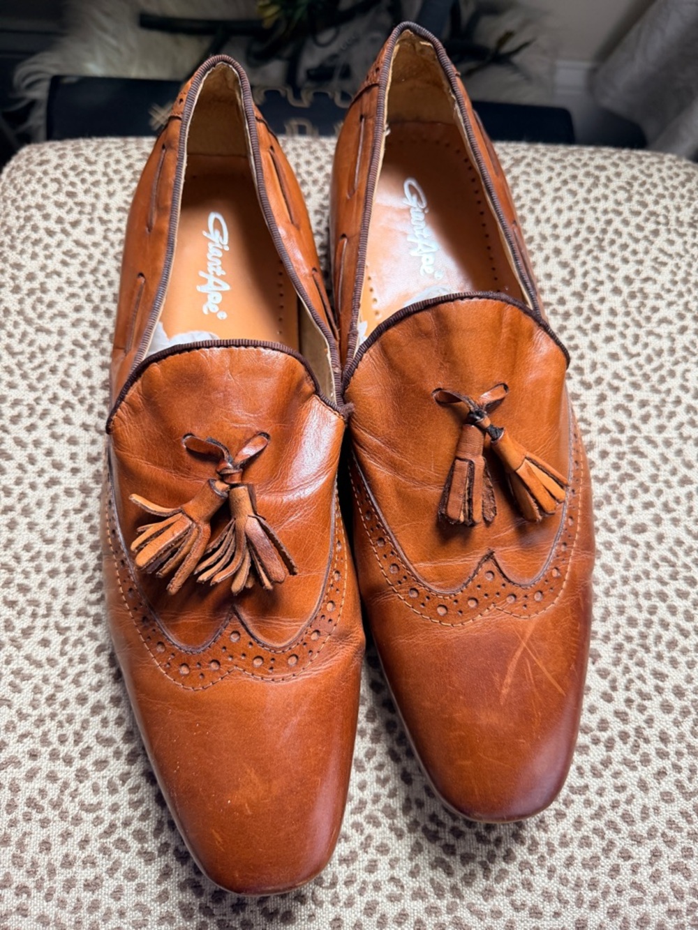 Giorgio Brutini Men's Cognac Tassel Leather Loafers